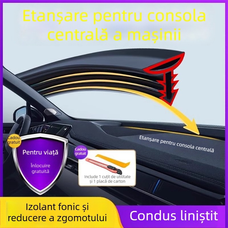 Bandă etanșare pentru consola centrală a mașinii, cauciuc, grosime 20 mm, reducere a zgomotului, protecție împotriva prafului, compatibil cu modelul general
