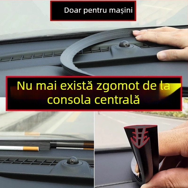 Bandă etanșare pentru consola centrală a mașinii, cauciuc, grosime 20 mm, reducere a zgomotului, protecție împotriva prafului, compatibil cu modelul general