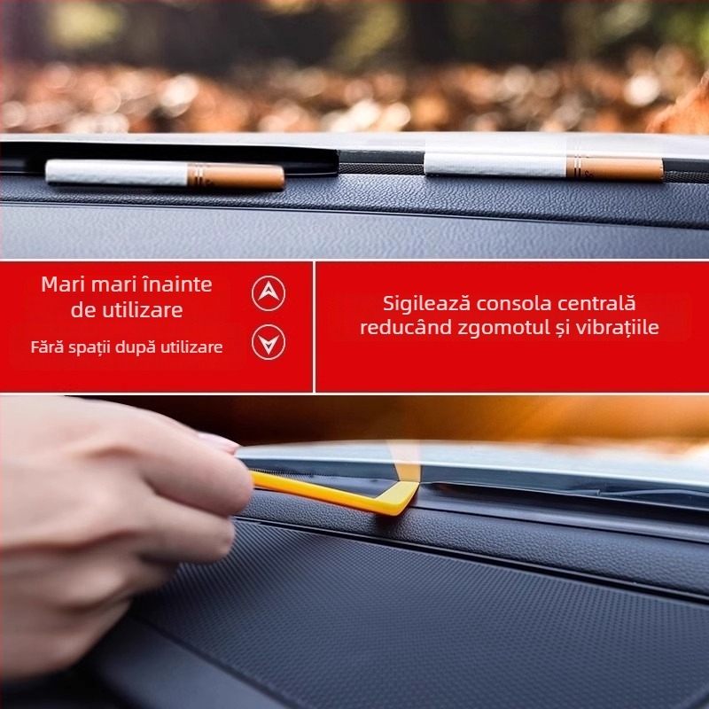 Bandă etanșare pentru consola centrală a mașinii, cauciuc, grosime 20 mm, reducere a zgomotului, protecție împotriva prafului, compatibil cu modelul general