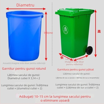Sac de gunoi HDPE îngroșat, gură plată, de unică folosință, pentru uz casnic, hoteluri și bucătării