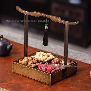 Tavă din lemn cu patru compartimente pentru fructe uscate, Stil chinezesc nou, Long Voyage, Lansare 2025