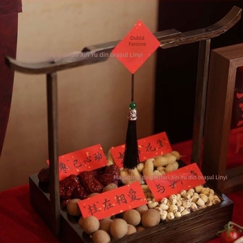 Tavă din lemn cu patru compartimente pentru fructe uscate, Stil chinezesc nou, Long Voyage, Lansare 2025