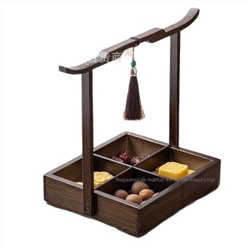 Tavă din lemn cu patru compartimente pentru fructe uscate, Stil chinezesc nou, Long Voyage, Lansare 2025