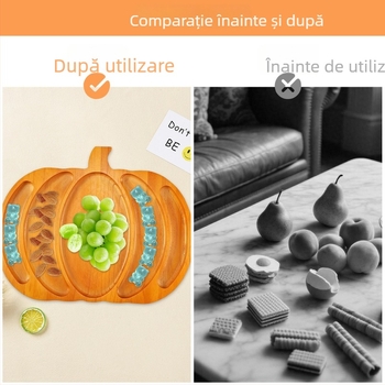 Tavă de gustări din bambus, în formă de dovleac, farfurie de fructe divizată, stil modern simplu, calitate de primă clasă