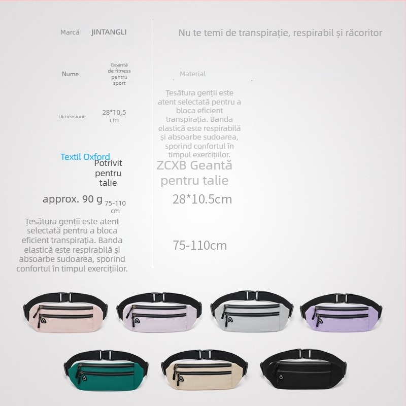Borsetă de talie pentru alergare, ultraușoară, respirabilă, compactă; pânză Oxford, unisex, pentru sport în aer liber