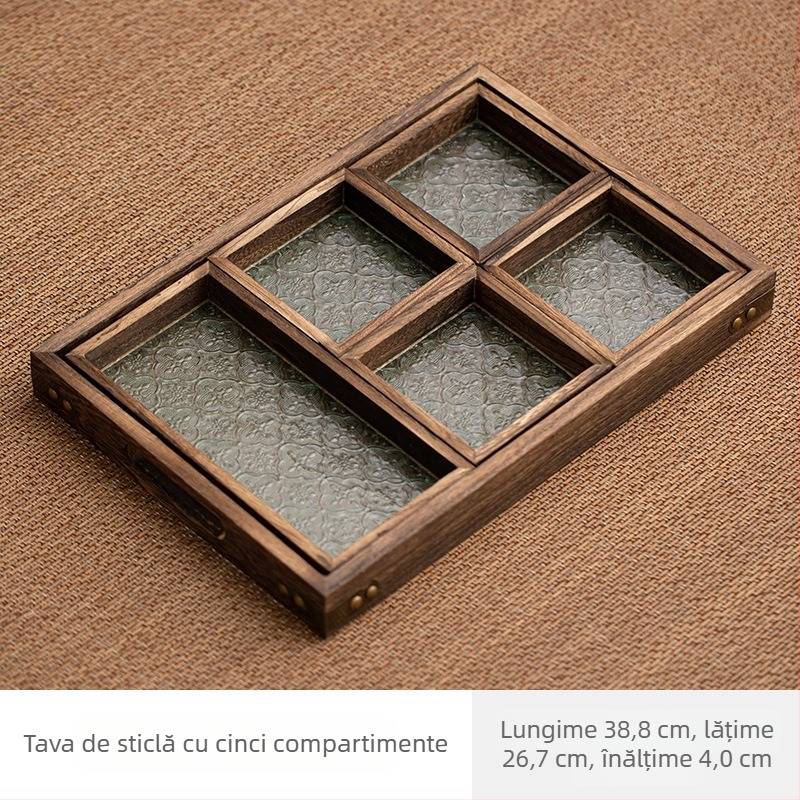 Tavă compartimentată pentru fructe din bambus, pentru masă de ceai — stil retro, lux discret retro, calitate primă