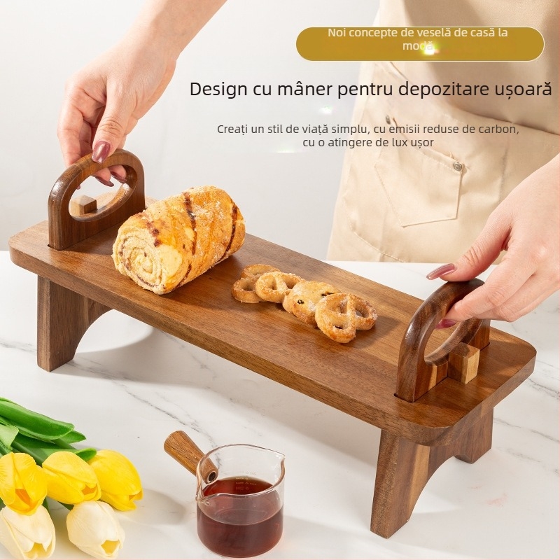 Platou pentru fructe din lemn/bambus, stil modern minimalist, culoare solidă, Huang Li Fang