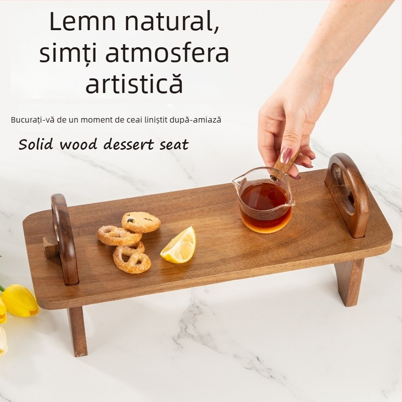 Platou pentru fructe din lemn/bambus, stil modern minimalist, culoare solidă, Huang Li Fang