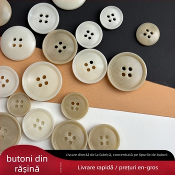 Buton din rășină cu patru găuri, margine concavă ultra-subțire, pentru cămăși și paltoane