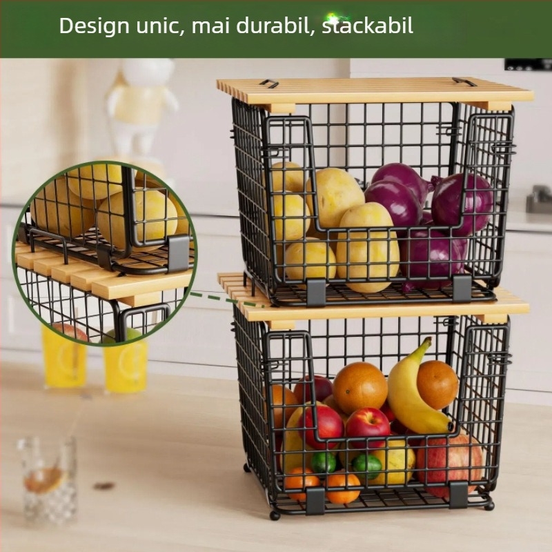 Coș de fructe detașabil și suport de depozitare pe blat – pliere, design modern și simplu pentru fructe, legume, gustări și condimente