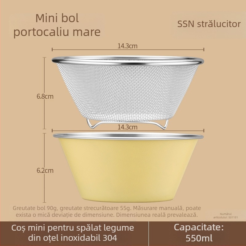 Coș de fructe cu dublu strat de drainage, din oțel inoxidabil, pentru fructe și legume, pentru living