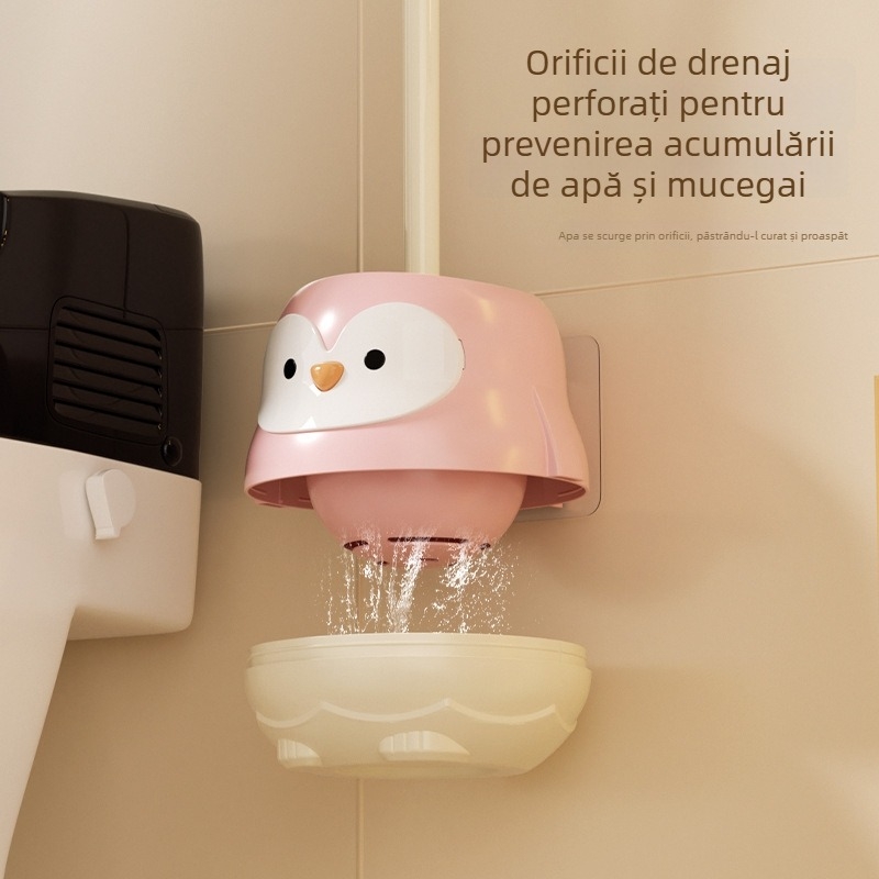 Perie de toaletă din plastic cu mâner lung, montaj pe perete cu bază, fără colțuri moarte, greutate aproximativ 210 g