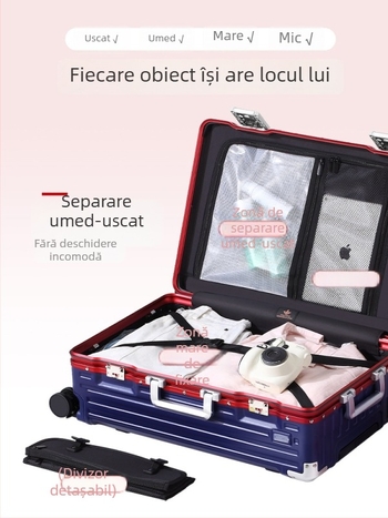 Travel valiză de cabină unisex de 20 inch, cu lacăt TSA, port USB, impermeabilă, căptușeală antibacteriană, suport pentru pahar, roți universale, separare uscat/umed