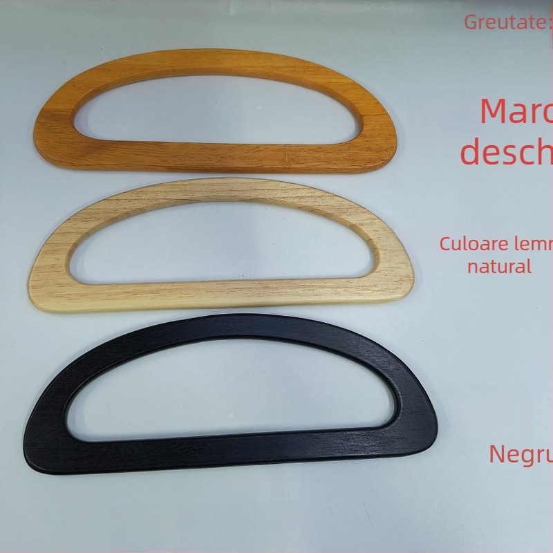 Mâner pentru geantă din lemn, lemn cauciucat solid, împletit DIY