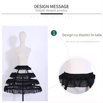 Fustă Lolita cu patru volane; stil Bustle: trei inele din oțel; fir dublu; Brand Wu aini; pentru adulți; lansare primăvara 2022