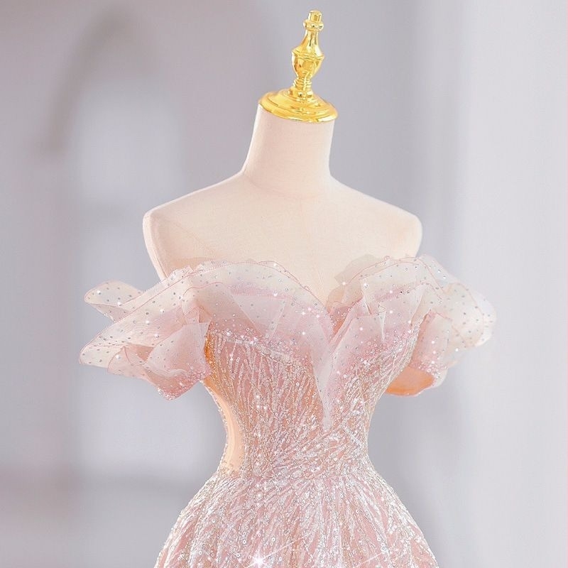 Rochie de seară cu siluetă de prințesă, fără mâneci, fustă lungă, talie la nivel mediu, poliester