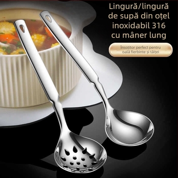Lingură de bucătărie din oțel inoxidabil 316 – antiderapant, rezistentă la temperaturi înalte, protecție împotriva arsurilor (316 oțel inoxidabil; antiderapant; rezistentă la temperaturi înalte; protecție împotriva arsurilor)