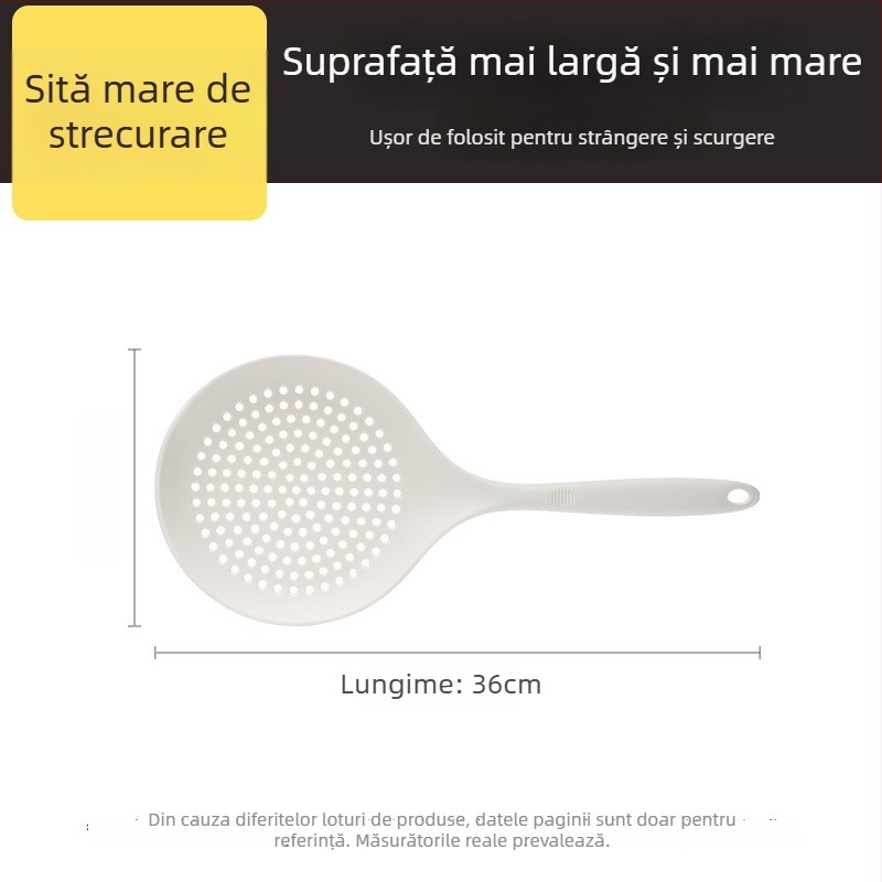 Lingură din silicon cu mâner lung, rezistentă la temperaturi înalte, antiaderentă, filtr de scurgere pentru tăiței și găluște