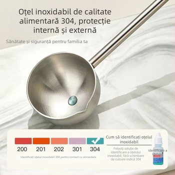 Lingură de bucătărie din oțel inoxidabil 304, mâner lung, pentru ulei și supă