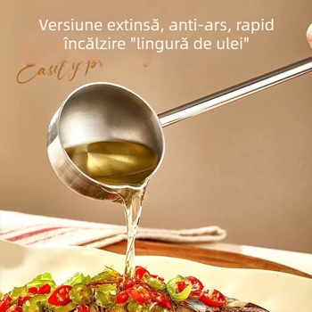 Lingură de bucătărie din oțel inoxidabil 304, mâner lung, pentru ulei și supă