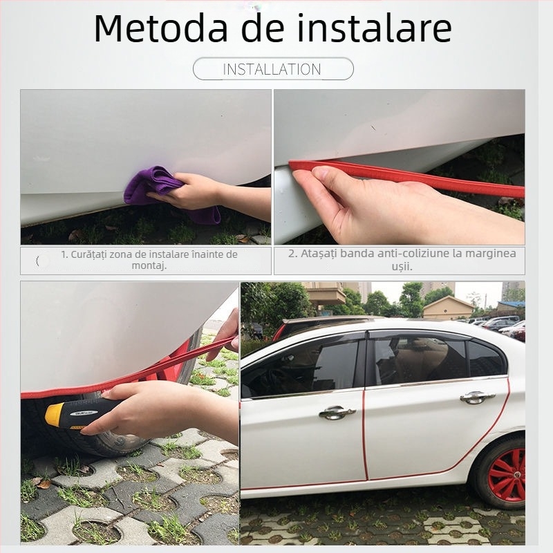 Bandă anti-coliziune pentru ușa mașinii - universală, fără adeziv - protecție a marginii ușii - rezistență la zgârieturi - element decorativ