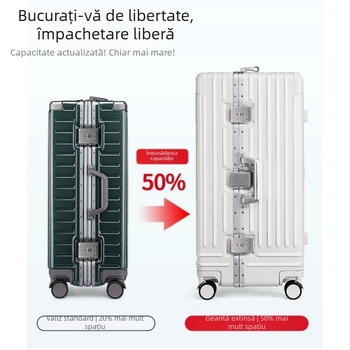 Bagaj Big Mouth Monkey din ABS+PC cu extensie, impermeabil, port de încărcare și suport pentru o ceașcă, roți universale, 4 kg, încuietoare cu combinație obișnuită