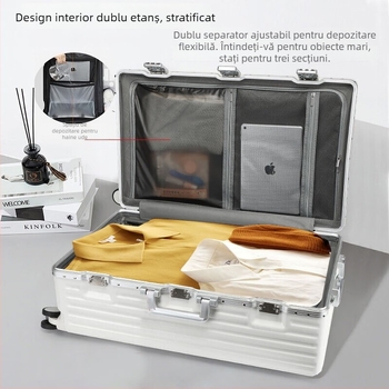 Bagaj Big Mouth Monkey din ABS+PC cu extensie, impermeabil, port de încărcare și suport pentru o ceașcă, roți universale, 4 kg, încuietoare cu combinație obișnuită