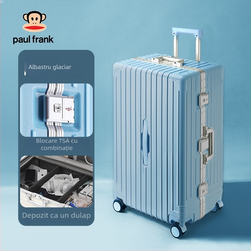 Bagaj Big Mouth Monkey din ABS+PC cu extensie, impermeabil, port de încărcare și suport pentru o ceașcă, roți universale, 4 kg, încuietoare cu combinație obișnuită