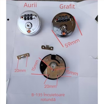 Lacăt rotund cu combinație pentru bagaje – antifurt, material plastic, accesorii pentru bagaje