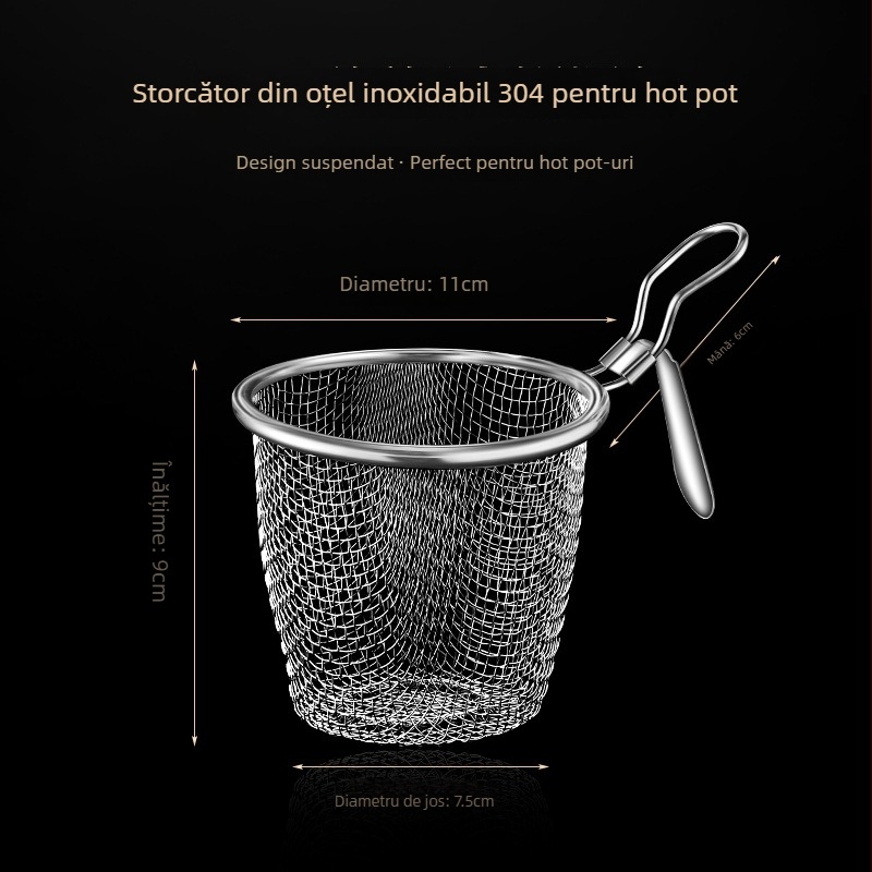 Skimmer pentru oală fierbinte - oțel inoxidabil 304, de calitate alimentară, rezistent la temperaturi înalte, margine de agățare