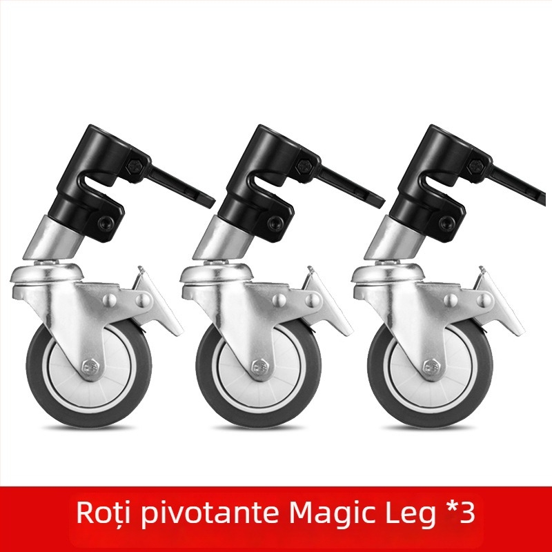 Bază de iluminat cu trepied și roți cu frână, aliaj de aluminiu, suport universal pentru cameră