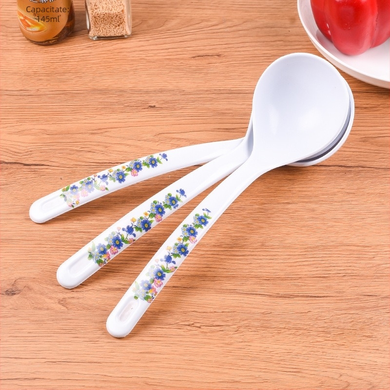Lingură din plastic, stil japonez, model floral, minimalist modern