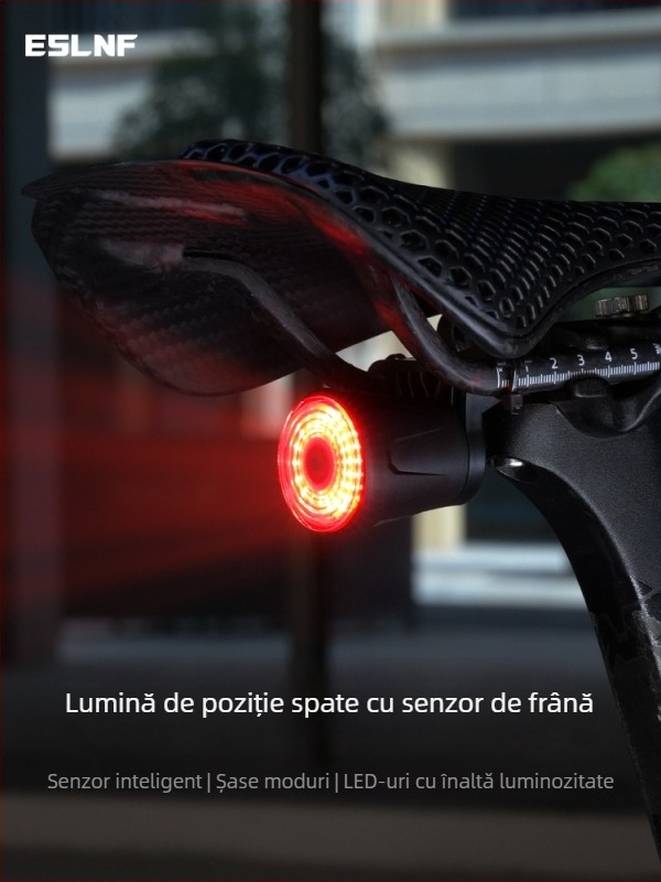 Lumina din spate pentru bicicletă ESLNF cu autonomie mare, pentru MTB și biciclete de oraș, lumină de avertizare pentru plimbări nocturne, accesoriu inteligent