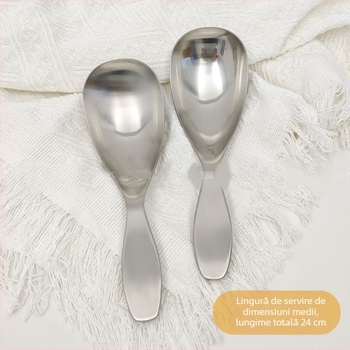 Lingură de servire, oțel inoxidabil 304, finisaj mat, mâner gros și lung, lucrat manual