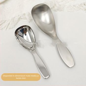 Lingură de servire, oțel inoxidabil 304, finisaj mat, mâner gros și lung, lucrat manual