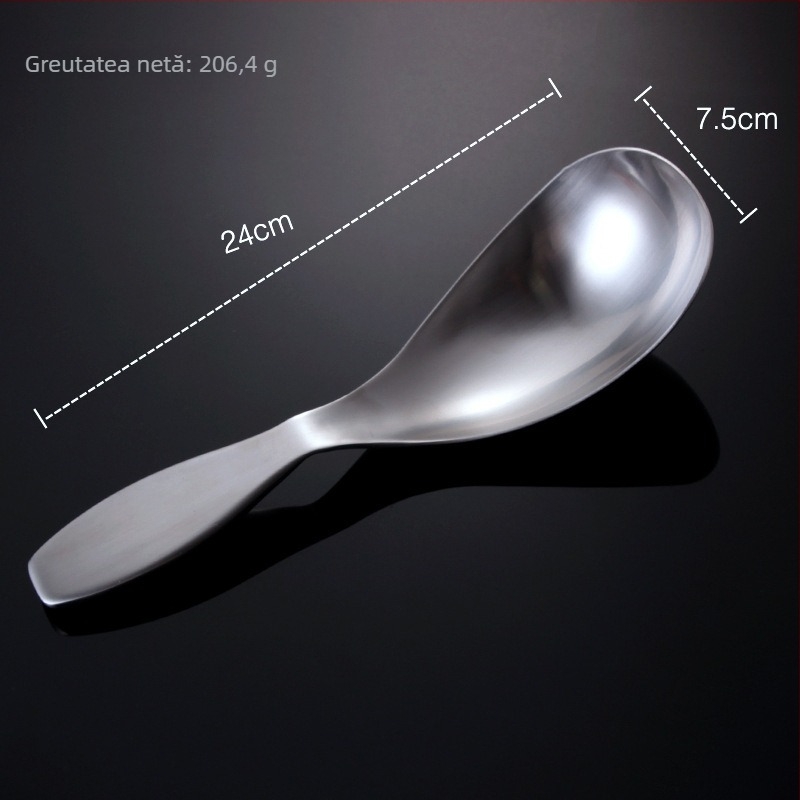 Lingură de servire, oțel inoxidabil 304, finisaj mat, mâner gros și lung, lucrat manual