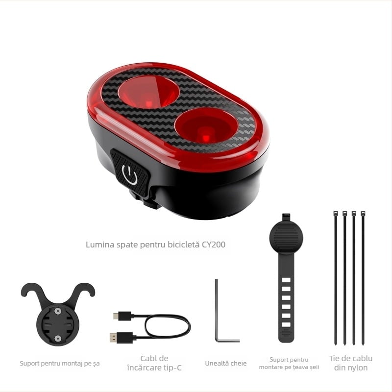 Cyclami CY300T set iluminare inteligentă frână bicicletă (faruri față și spate) – model CY300T, personalizare, certificări CE, ROHS, PSE