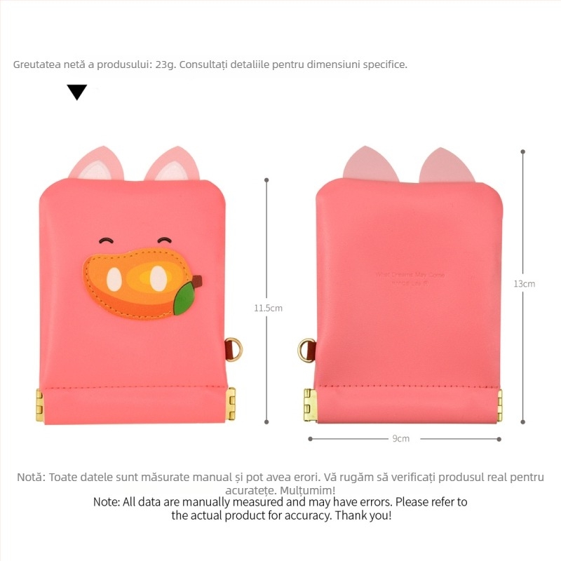 Portofel de monede cu model fructe-animale, material PU, fără căptușeală, unisex, pentru uz zilnic