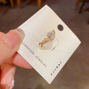 Inel deschis cu coroană, din cupru, placat cu aur adevărat, accesorii feminine în stil luxos ușor, design în stil coreean