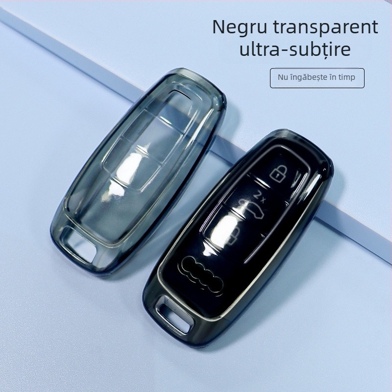 Carcasă pentru cheie Audi TPU, protecție transparentă, compatibilă cu A4/A5/A6/A8/Q5L