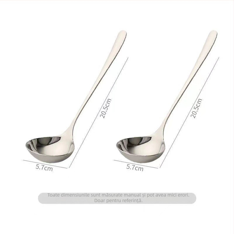 Lingură de supă cu mâner lung, suprafață lustruită, design modern minimalist, brand Qianchuan, culoare solidă, finisaj cu apă