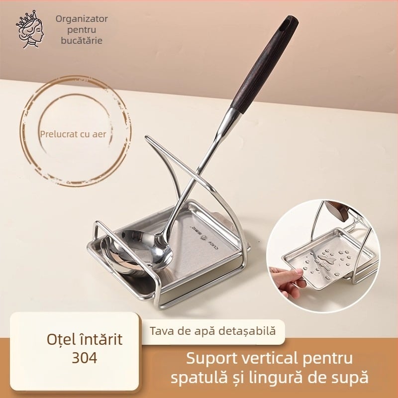 Set suport linguri din oțel inoxidabil pentru restaurante, suport suspendat pentru linguri de oale fierbinți, design mobil, brand Kitchen concubine