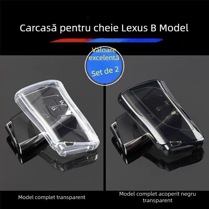 Husă cheie Lexus TPU transparentă, acoperire totală, pentru ES/LS/UX/LC