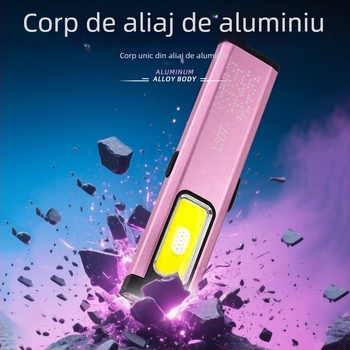 Lanternă LED manuală cu magneți, impermeabilă, mini, portabilă, iluminare de urgență pentru exterior — corp din aliaj de aluminiu, baterie 850 mAh, 10W, sursă LED, încărcare