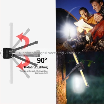 Lumină de lucru reîncărcabilă cu două surse de lumină și lanternă de urgență, cu cârlig magnetic; COB LED, 10W, 5V, IP44, 200 lm, model A55, 135 g