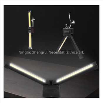 Lumină de lucru reîncărcabilă cu două surse de lumină și lanternă de urgență, cu cârlig magnetic; COB LED, 10W, 5V, IP44, 200 lm, model A55, 135 g