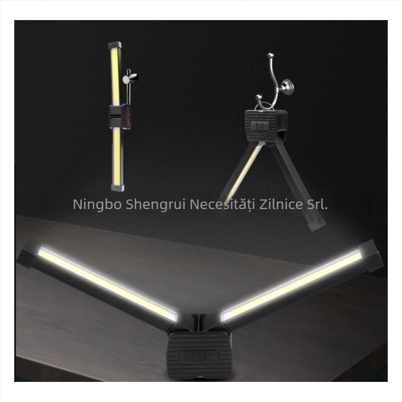 Lumină de lucru reîncărcabilă cu două surse de lumină și lanternă de urgență, cu cârlig magnetic; COB LED, 10W, 5V, IP44, 200 lm, model A55, 135 g