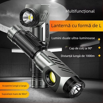 Lanternă LED magnetică de colț cu rotație de 360° și pivot la 90°, baterie 5000mAh, încărcare rapidă Type-C