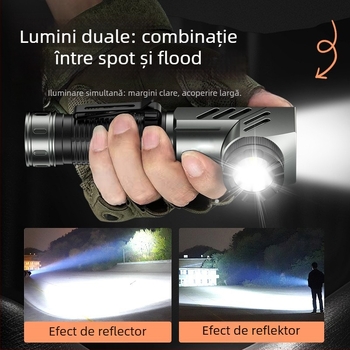 Lanternă LED magnetică de colț cu rotație de 360° și pivot la 90°, baterie 5000mAh, încărcare rapidă Type-C