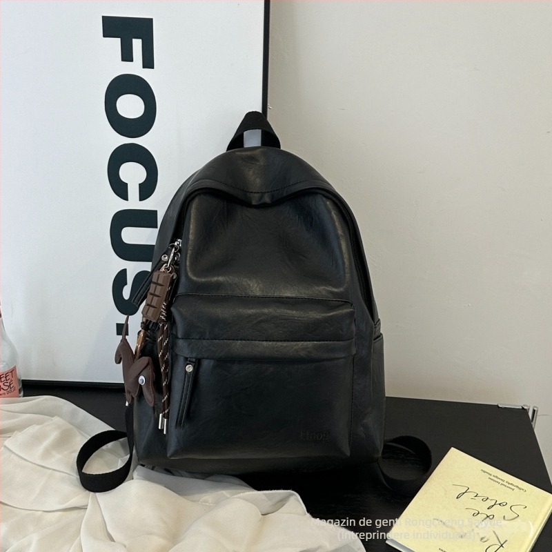 Rucsac PU cu compartiment pentru laptop, stil retro preppy european-american, închidere cu fermoar, rezistență la uzură pentru călătorii de afaceri